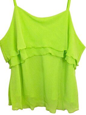 WOMEN'S ASHLEY STEWART LIME GREEN RUFFLE CAMI TANK - SIZE 22 W